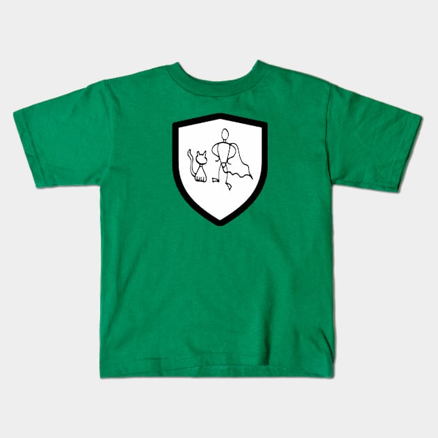 White/Black Cat Hero Shield Kids T-Shirt by BradyRain